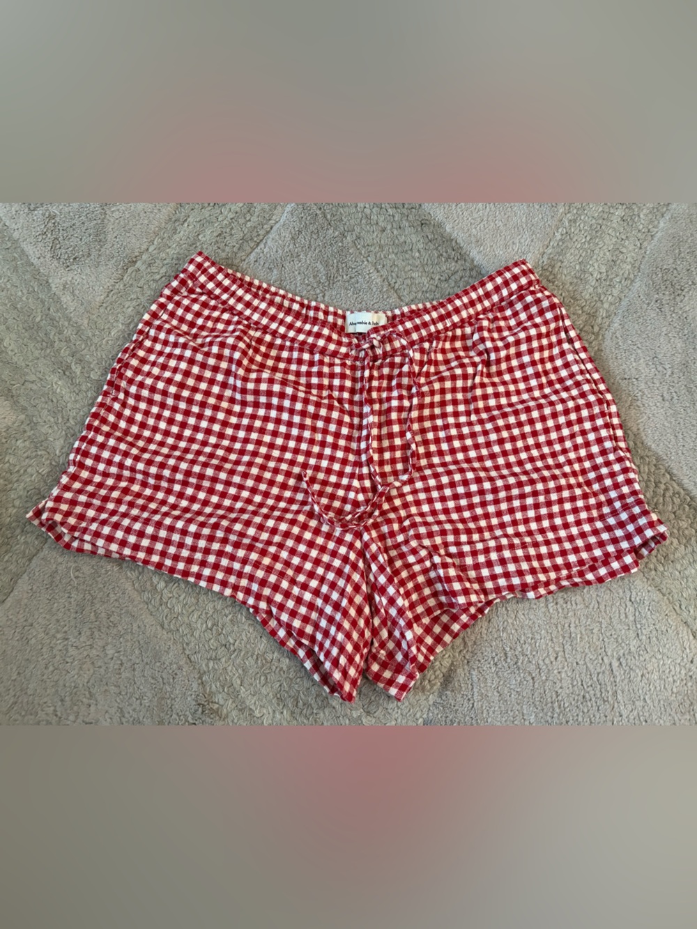 Abercrombie & Fitch Red and White Gingham High-Waist Shorts